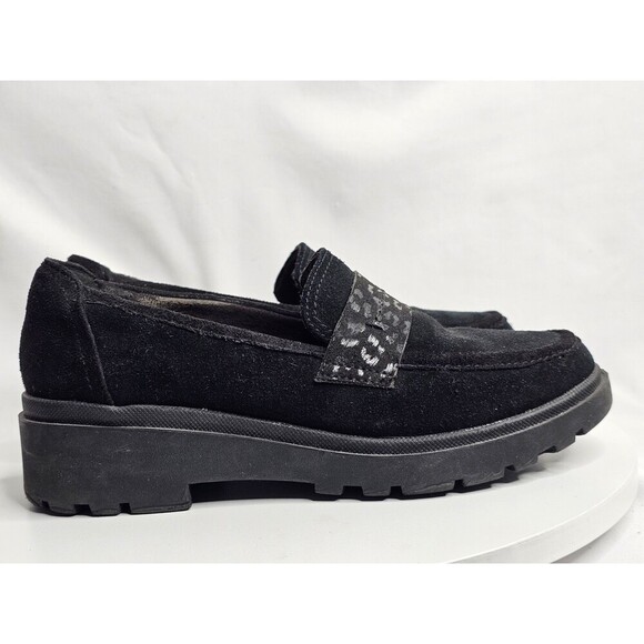 Clarks Collection Leather Suede Loafers Calla Ease Black Leopard Women’s Size 6 - Picture 2 of 8